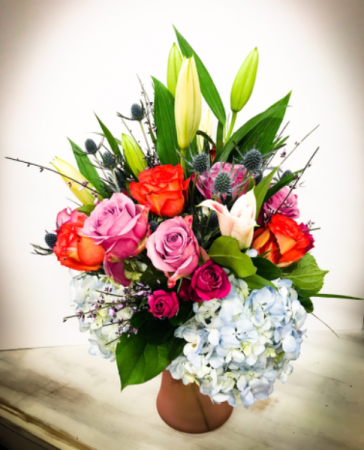 A Painting of Petals Vase Arrangement