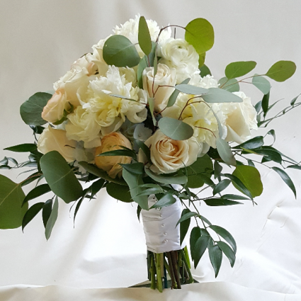 A Peony, Ranuculus, Eucalyptus Bouquet