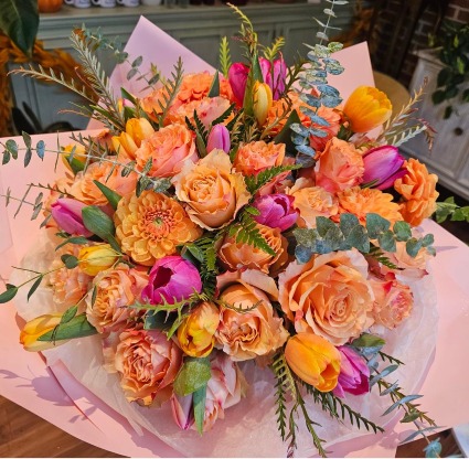 A Pinch of Peach Wrapped Bouquet