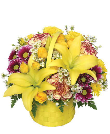 A Tisket A Tasket Sunny Flower Basket Flower Bouquet