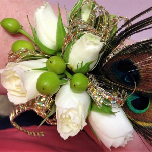 peacock corsage