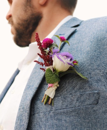 A Touch of Purple  Boutonniere in Trenton, ON | Designs by Alexis Rose