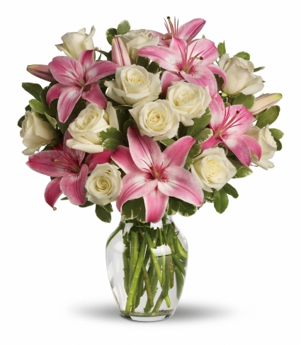 A Touch of Romance Romantic Mix of Roses & Lillies