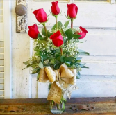 Half Dozen Red Roses Vase Arrangement