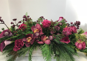 A Very Berry Christmas extra long wooden box in Northport, NY | Hengstenberg's Florist A Very Berry Christmas extra long wooden box in Northport, NY | Hengstenberg's Florist