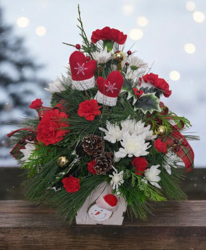 Snowman's Winterland FHF-0225 Fresh Flower Arrangement  local only
