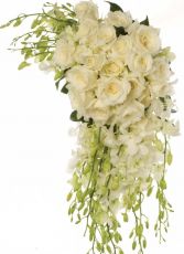 WHITE TRADITIONAL CASCADE BRIDE BOUQUET