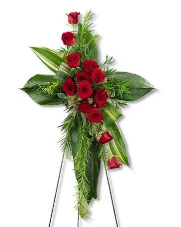 Abiding Love Cross Flower Arrangement