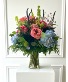 Abundant Garden Floral fantasy of garden roses, hydrangeas, Veronica, scabiosa, 
