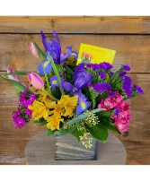 Administrative Professional Rustic Box Bouquet Spring Flowers