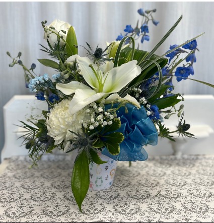 Adorable Baby Boy Floral Foam Arrangement