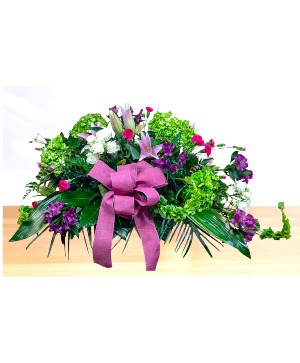 Adoration: Pink, Green, White and Purple  Casket Spray