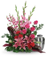 Adoring Heart Cremation Flowers   (urn/frame not included) 