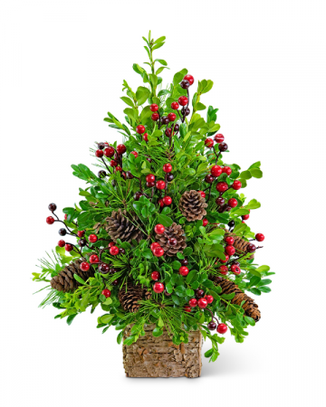 Adorned Boxwood Tree Flower Arrangement
