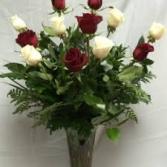 Aggie Dozen Roses Vase Arrangement