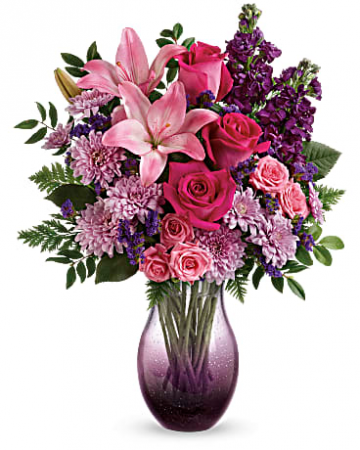 Purple Elegance Mother's Day Bouquet Vase Arrangement
