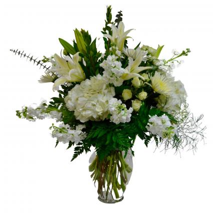 All in White Vase arrangement