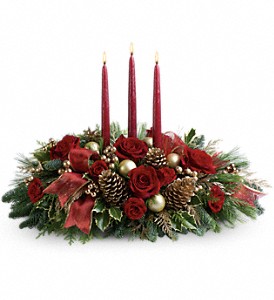 ALL IS BRIGHT Pine And Roses Centerpiece