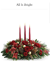 All is bright  Christmas centerpiece with candles