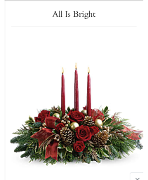 All is bright  Christmas centerpiece with candles