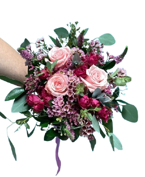 all pink  prom handheld bouquet 