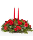 All Red 2 Red Candle Evergreen Centerpiece Christmas
