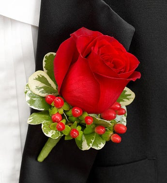 ALL RED BOUTINNIERE Prom Boutonniere