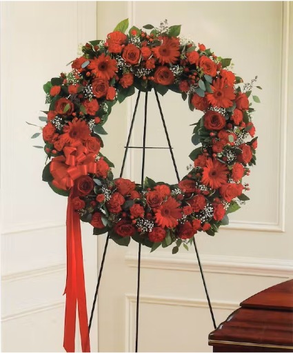 All Red Standing Wreath Your Choice of Colors