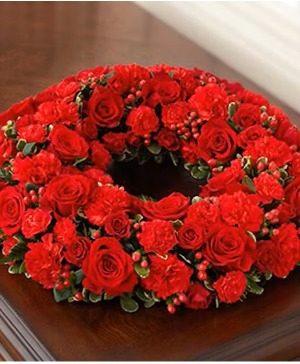 All Red Urn Wreath 