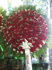 All-Rose Red Wreath Funeral Flowers