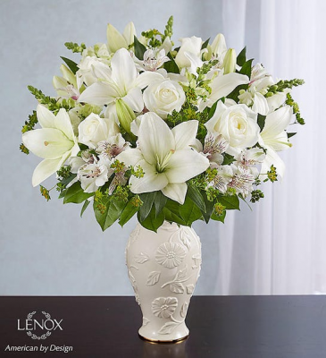 ALL WHITE ARRANGEMENT IN LENOX VASE  in Lexington, KY | FLOWERS BY ANGIE