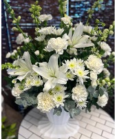 All White Basket Arrangement