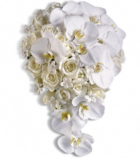 All White Cascade bouquet   