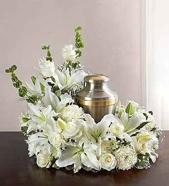 All White Cremation Wreath $155.95, $175.95, $200.95