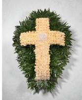 All White  Rose Cross sympathy 