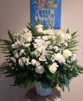 All White Funeral Basket 