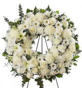 All White Funeral Wreath Spray