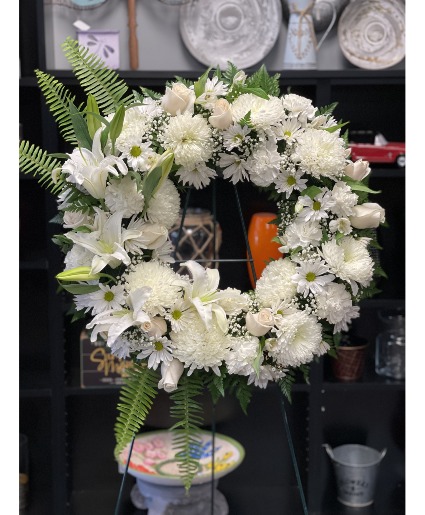 All White Funeral Wreath Sympathy