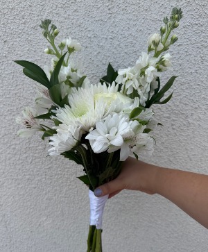 All White Hand Held  hand held white flowers 