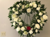 All White  Heart with Symbolism Standing Spray & Wreath