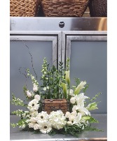 All White Mix Flower Cremation Arrangement  250.95 275.95 300.95