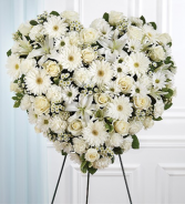 All White Mixed Flower Solid Standing Heart