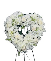 All white open Heart  Standing Spray 