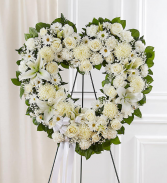 All White Open Heart Wreath