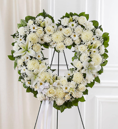 All White Open Heart Wreath