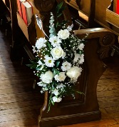 All white Pew arrangement