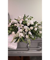 All White Simplicity Casket Spray