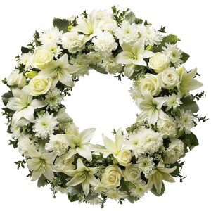White wreath Large white stand wreath in Houston, TX - T. G. F. FLOWERS