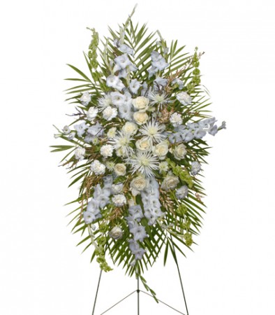 All White Standing Spray Funeral Flowers Flower Bouquet