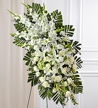 All white Standing Spray funeral spray